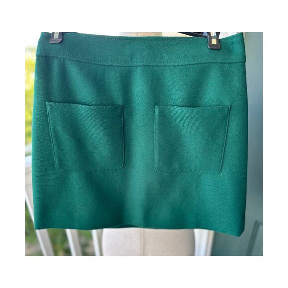 J.Crew 100% Wool Patch Pocket Mini Skirt 6P Emerald Green Preppy Fall Capsule - Picture 1 of 9